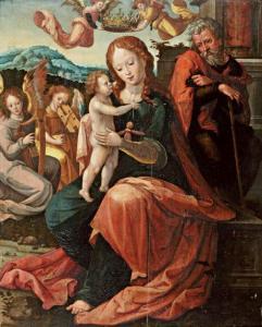 COECKE VAN AELST Pieter II 1527-1559,Vierge à l'Enfant avec Saint Joseph,Ferri FR 2009-12-11