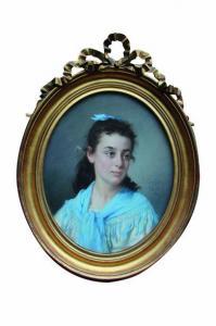 COEFFIER MARIE PAULINE ADRIENNE 1814-1900,Jeune fille au ruban bleu,1876,Kahn & Associes 2019-12-05