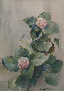 COEN Margaret Agnes 1913-1993,untitled (pink flowers on green),Raffan Kelaher & Thomas AU 2022-05-03