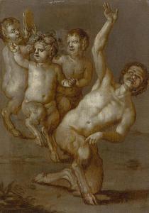 COENRAET WAUMANS 1619-1673,Grisaille: Pan mit zwei Satyrn,Galerie Koller CH 2015-09-18