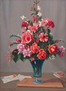 COETZER Willem Hermanus 1900-1983,Vase of Flowers with Book and Letters,1979,Strauss Co. 2024-04-15