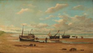 COGEN Félix 1838-1907,Barques échouées sur le sable,Horta BE 2021-06-21