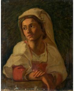 COGHETTI Francesco 1802-1875,Ritratto di giovane ciociara,Eurantico IT 2023-05-02