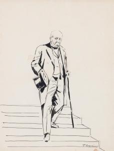 COGNE François Victor 1876-1952,Georges Clemenceau descending the stairs,Sotheby's GB 2021-10-14
