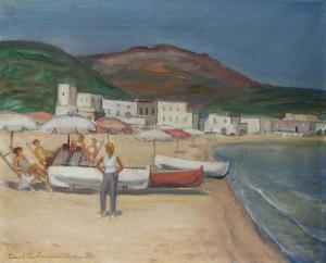 COHNEN Carl 1887-1976,On the beach at Ischia,Peter Karbstein DE 2013-10-19