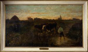 COIGNARD Louis 1812-1883,Vaches au coucher du soleil,Osenat FR 2022-06-19