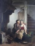 COL Jan David,Interior scene with amorous young man and kitchen ,1857,Wright Marshall 2018-11-06