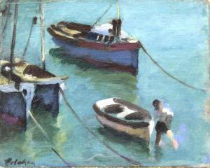 COLAHAN Colin 1897-1987,fishing boats with figure to foreground,Canterbury Auction GB 2013-10-08