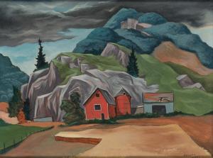 COLBURN Francis 1909-1984,Landscape with Barn, Bolton, Vermont,1953,William Doyle US 2020-06-16