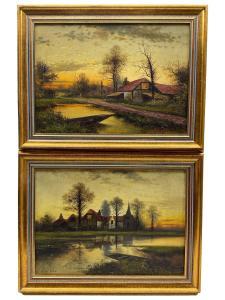 COLE A.H 1800-1900,Punts on the Riverside at Sunset,David Duggleby Limited GB 2023-11-18