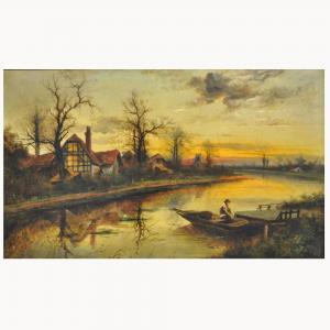 COLE A.H 1800-1900,River scene at dusk,Gilding's GB 2017-10-10