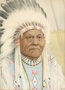 COLE Ellis Prentice 1862,Chief Bull - Blackfeet Tribe,1941,Santa Fe Art Auction US 2022-05-28