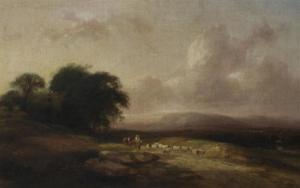 COLE G.A,Shepherd and flock in a landscape,1893,Gorringes GB 2010-06-30