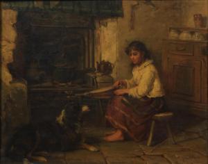 COLE James 1856-1885,A girl and a dog in a cottage interior,1881,Bonhams GB 2012-08-26