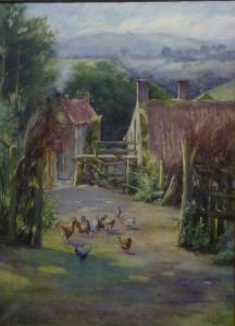 COLE Lillian 1875,Farmstead with hens,David Duggleby Limited GB 2011-03-07