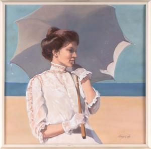 COLE NANCY 1930-2016,Lady with parasol at the beach,Eldred's US 2023-03-23