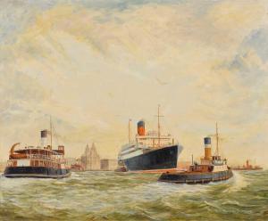 COLEBOURNE Norman 1908-1992,Cunard Liner 'Scythia' at Liverpool,1937,Peter Wilson GB 2022-03-10