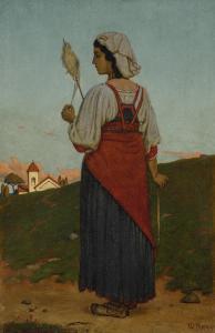 COLEMAN Charles Caryl 1840-1928,PEASANT GIRL WITH SPINDLE AND DISTAFF,Sotheby's GB 2019-03-06