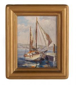 COLEMAN George Sumner 1881-1934,Boat at Dock,New Orleans Auction US 2018-01-28