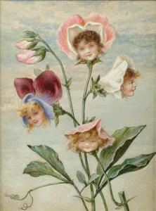 Coleman Rebecca 1840-1882,Geranium & Sweet Pea - Flower Children,1882,Dreweatt-Neate GB 2009-02-24