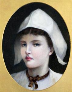 Coleman Rebecca 1840-1882,Head of a Flemish girl,1872,Gorringes GB 2013-10-23