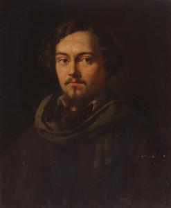 COLIN Alexandre Marie,Portrait of a student, bust-length, in a brown coa,1856,Sworders 2023-09-26