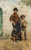 COLIN Gustave 1828-1910,Musiciens gitans dans un coin de rue à Navarre,Varenne Encheres 2024-04-26