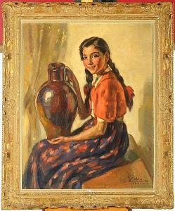 COLIN Jean 1881-1961,Portrait d\’une jeune fille à la jarre,VanDerKindere BE 2022-02-15