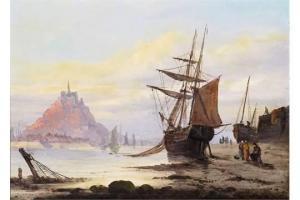 COLINSON J,Fishing boats on the coast with St. Michael's Moun,1822,Woolley & Wallis 2015-09-23