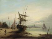 COLINSON J 1800-1800,Vessels at low tide, a town beyond,Christie's GB 2002-10-24