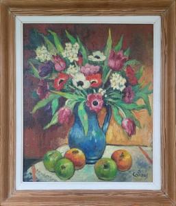 COLINUS Emile 1884-1966,Still Life with a Vase of Flowers and Fruit,1950,Ro Gallery US 2024-03-23