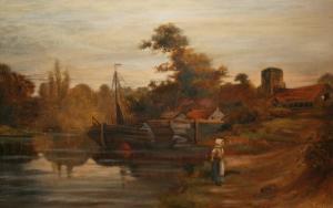 COLIS T,River Landscape with Figures and Barge,Keys GB 2013-10-04