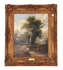 COLKETT Samuel David 1806-1863,Landscape with a lady on a bridge,Keys GB 2024-03-28
