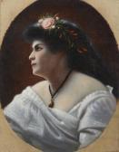 COLLAMARINI Gustavo,Ritratto di donna con corona di fiori,1882,Capitolium Art Casa d'Aste 2023-10-17