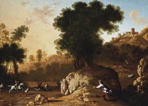 COLLANTES Francisco,A rocky landscape with hunters attacking a boar, a,Christie's 2012-10-24