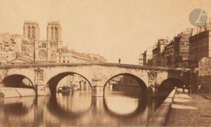 COLLARD Auguste Hippolyte 1812-1895,Ancien et nouveau pont Saint-Michel pendant la c,1857-1859,Ader 2022-06-14
