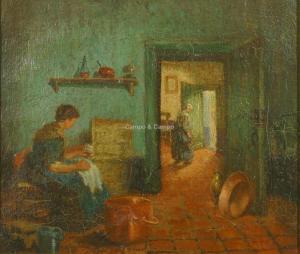 COLLART Marie 1842-1911,Femmes dans un intérieur,Campo & Campo BE 2020-06-23