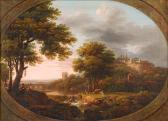 COLLET John 1725-1780,Figures and animals in a landscape with a castle a,Dreweatt-Neate 2010-12-14