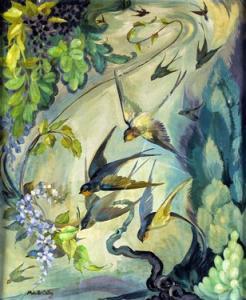 COLLEY Melville,swallows in flight and wisteria,Fieldings Auctioneers Limited GB 2008-06-14