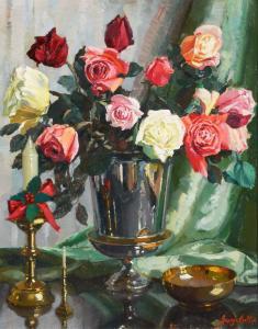 COLLIE George 1904-1975,STILL LIFE WITH VASE OF FLOWERS,De Veres Art Auctions IE 2020-12-08