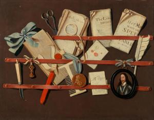 COLLIER Evert 1640-1707,Trompe l'oeil with letter rack and a portrait mini,Bonhams GB 2023-02-07