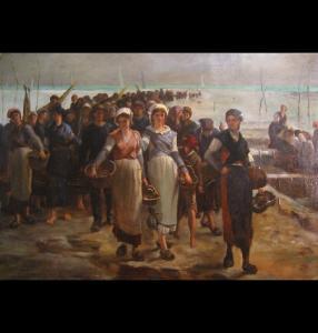 COLLIER MARGARET 1872-1945,procession of oyster gatherers coming to shore,,Dee, Atkinson & Harrison 2008-04-25
