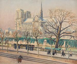COLLIN Marcus 1882-1966,Notre-Dame Cathedral, Paris,Uppsala Auction SE 2018-12-04