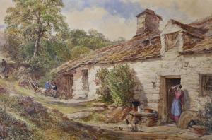COLLINGWOOD William 1819-1903,Landscape with figures beside a cottage,1862,Gorringes GB 2023-02-06