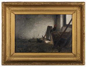 COLLINS Charles II 1851-1921,Rooster and Hens in a Barn,New Orleans Auction US 2021-03-27