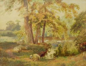 COLLINS Charles II,Sheep Resting in Shade by the Waterside,David Duggleby Limited 2021-09-04