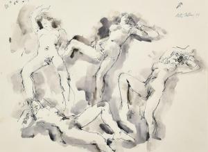 COLLINS PETER 1935,study of a female nude in four positions,1998,John Nicholson GB 2024-01-24