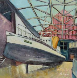 COLLINS Peter 1938,Study of S.S. Turbinia on Exhibition at the Discov,Anderson & Garland 2019-09-03