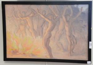 COLLOMB Fernand 1902-1981,group of dancing nude men,Nadeau US 2019-07-20