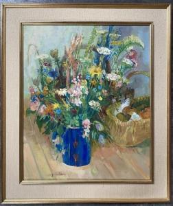 COLLOMB Paul 1921-2010,Bouquet au pot bleu,Pescheteau-Badin FR 2023-06-02